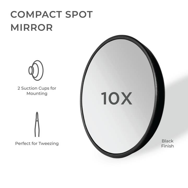 Black Compact Mirror with Magnification & Suction Cups for wholesale on Faire2