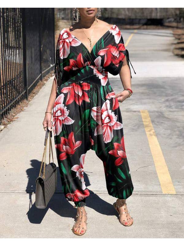 Queen Fashion - Wholesale Jumpsuit - Women's - drawstring ruched shirring waist jumpsuit2