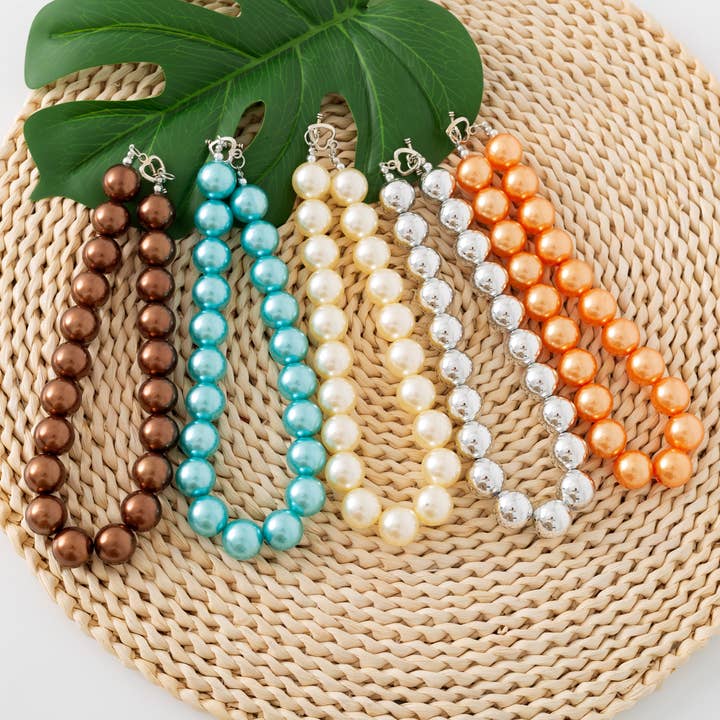 Colorful Faux Pearl Necklace for Girls for wholesale by Auraquise