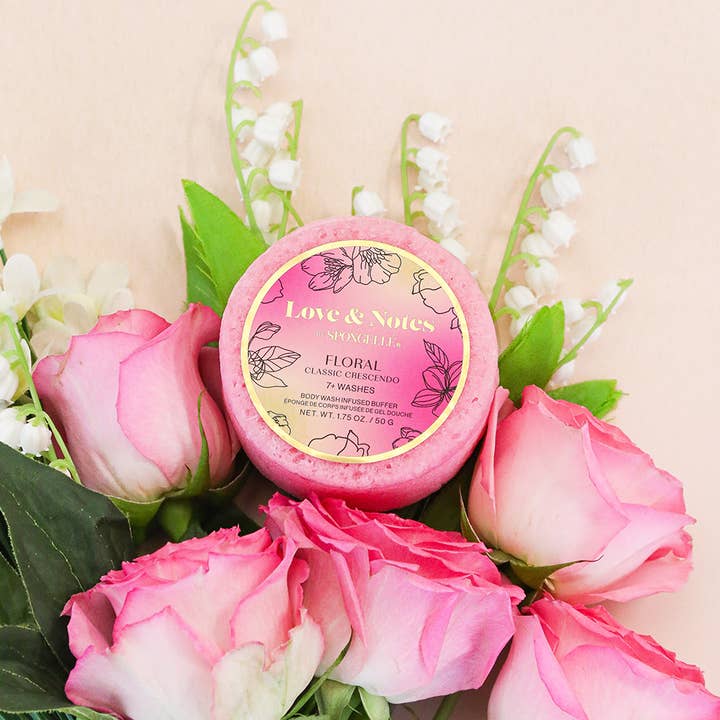 Classic Crescendo Love & Notes Spongette | Soap Sponge for wholesale by Spongellé | Christmas 2025 | Stocking Stuffers | Gifts