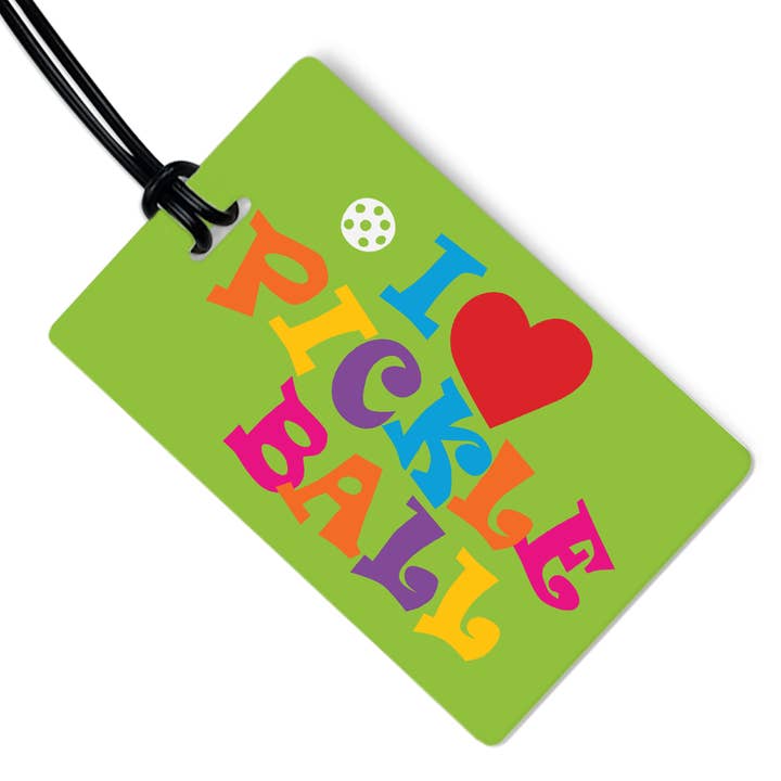 R. Nichols Stationery & Gifts - Wholesale Luggage Tag - I Love Pickleball Luggage Tag w/ Black Strap