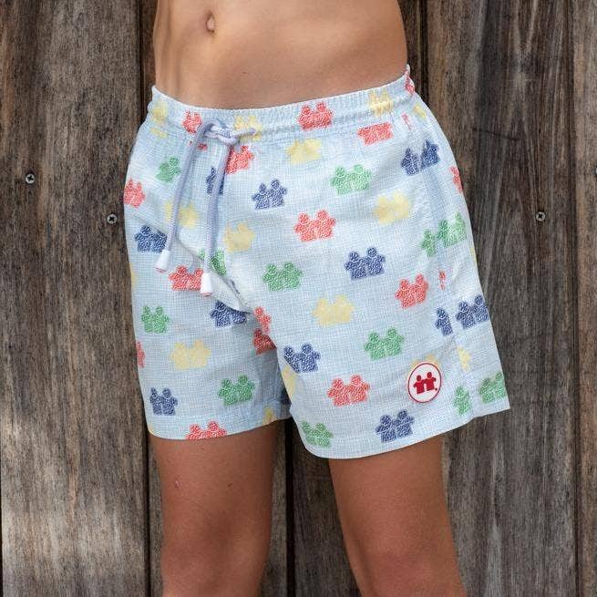 „Brotherhood Scribble“ Badehose (Jungen): Weiß für den Großhandel von Syd & Rex