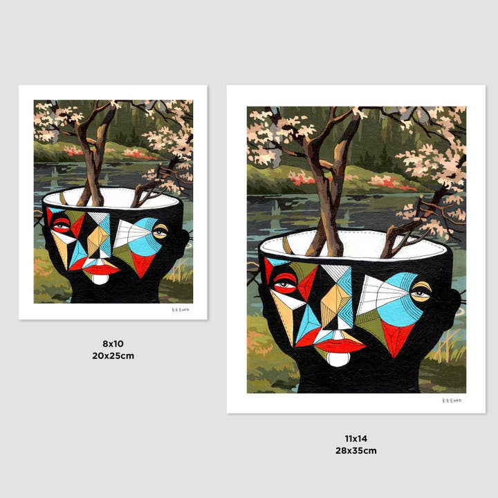 Keemo Gallery - Wholesale Art Print - Unique Trees Floral Abstract Art Print Vintage Decor Cubism