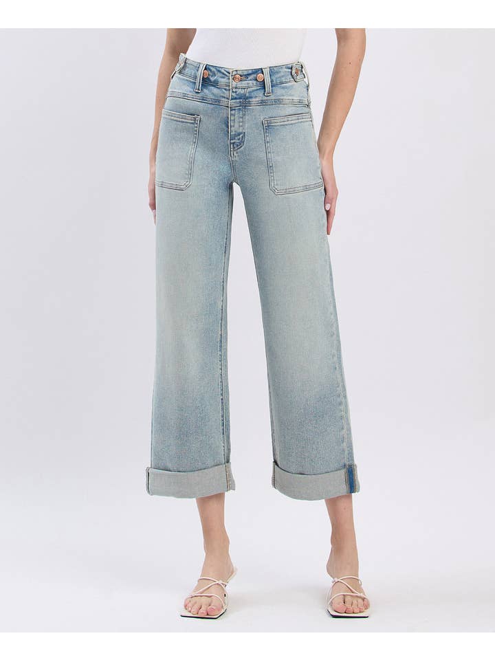 KOMMISSÆR SUPER HIGH RISE TAB TALJEBÅND MANCHET SLIM WIDE JEANS F6000 for engroshandel på Faire