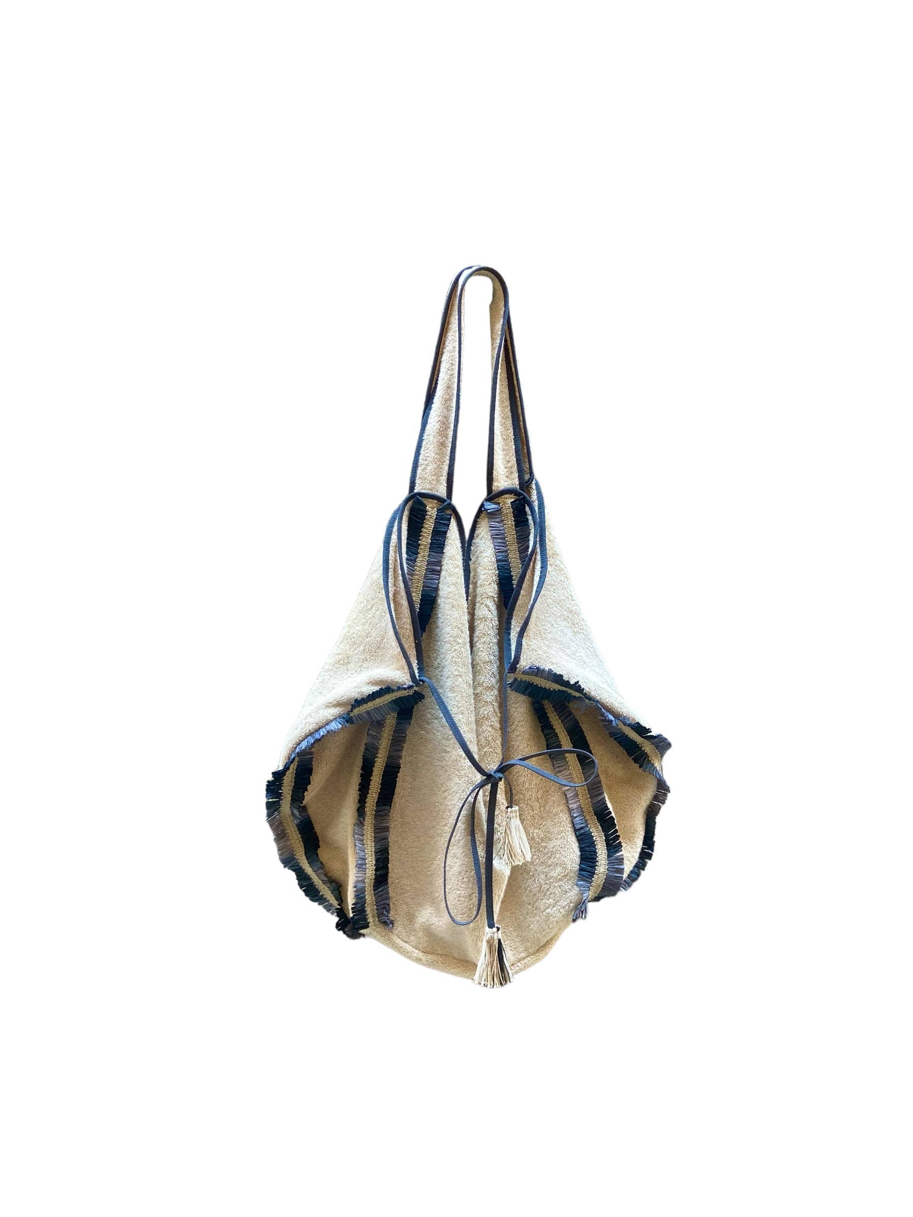 Teod’amar Venezia - Venta al por mayor Bolsa de playa - Bolsa saco de algodón felpa con ribetes1