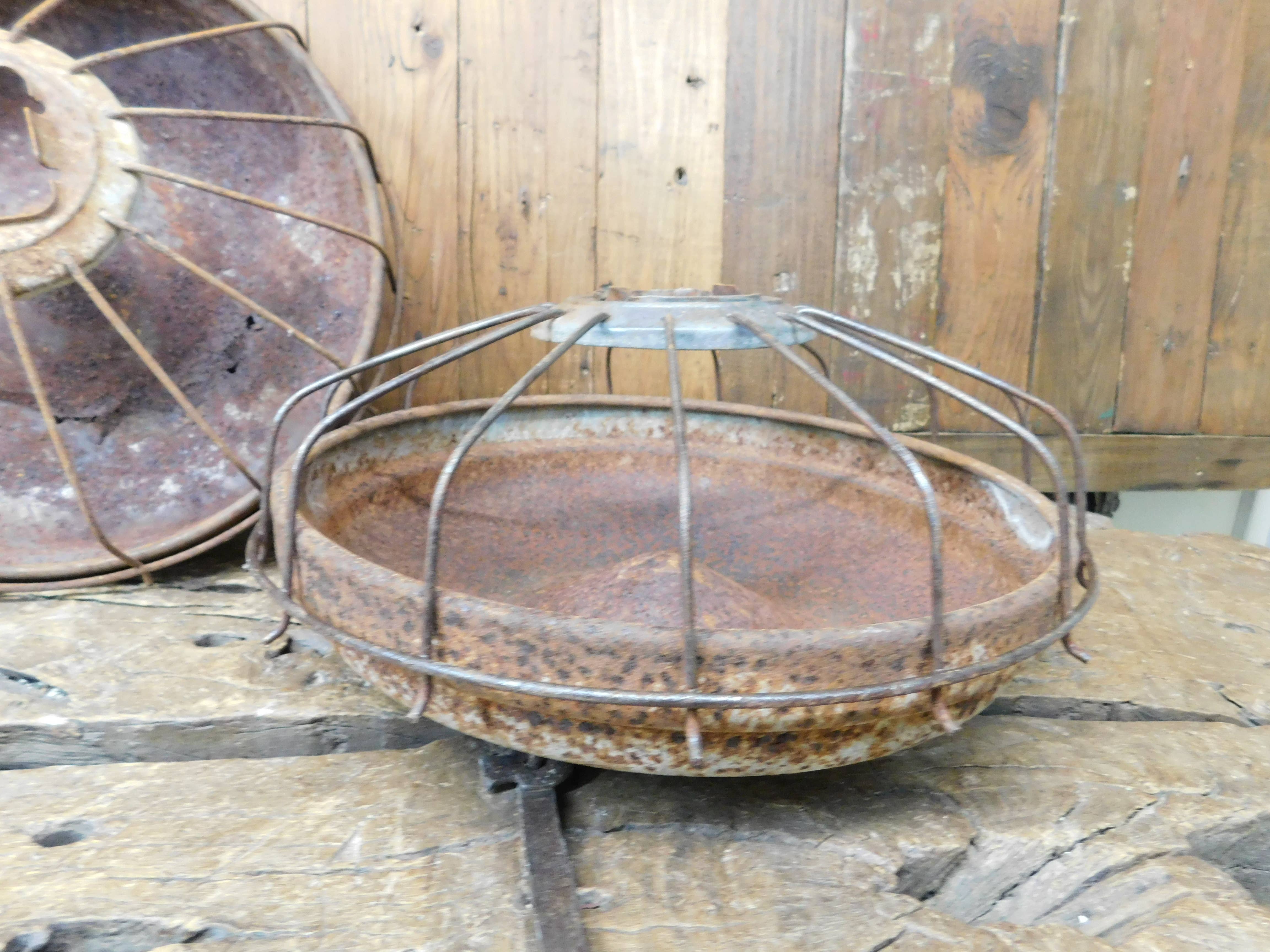 My Amigos Imports - Wholesale Decorative Plate/Dish/Bowl - Vintage Metal Chicken Feeders-Storage-Display-Rustic-Antique1