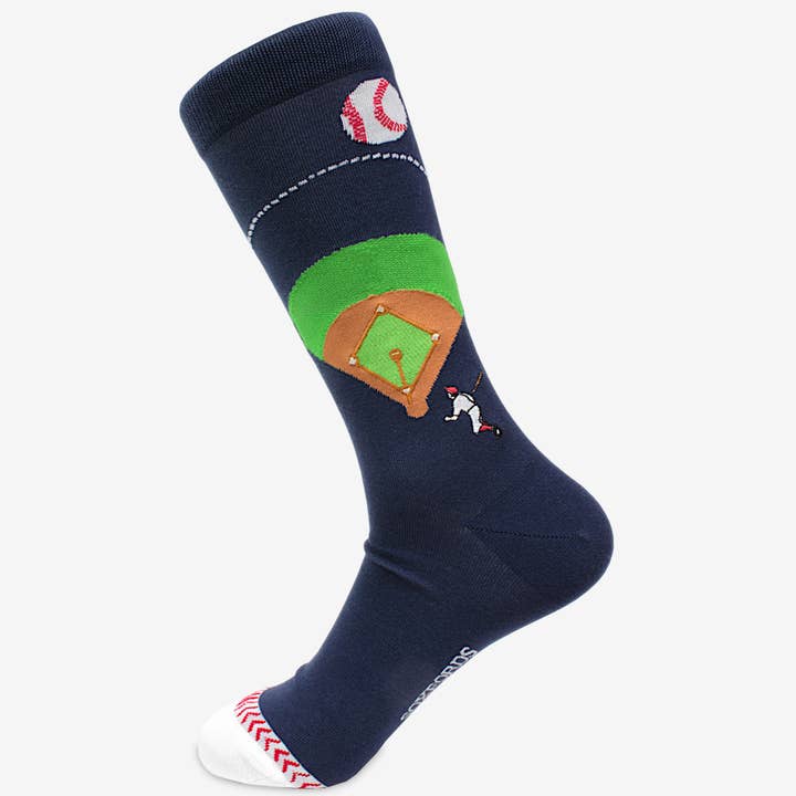 « Batter's Up » - Chaussettes fines pour hommes sur le thème du baseball pour la vente par Soxfords