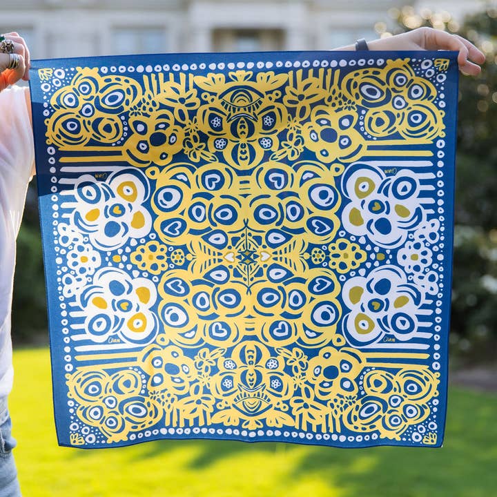 Navy and Gold Football Floral Chandana for wholesale by chanartchanart