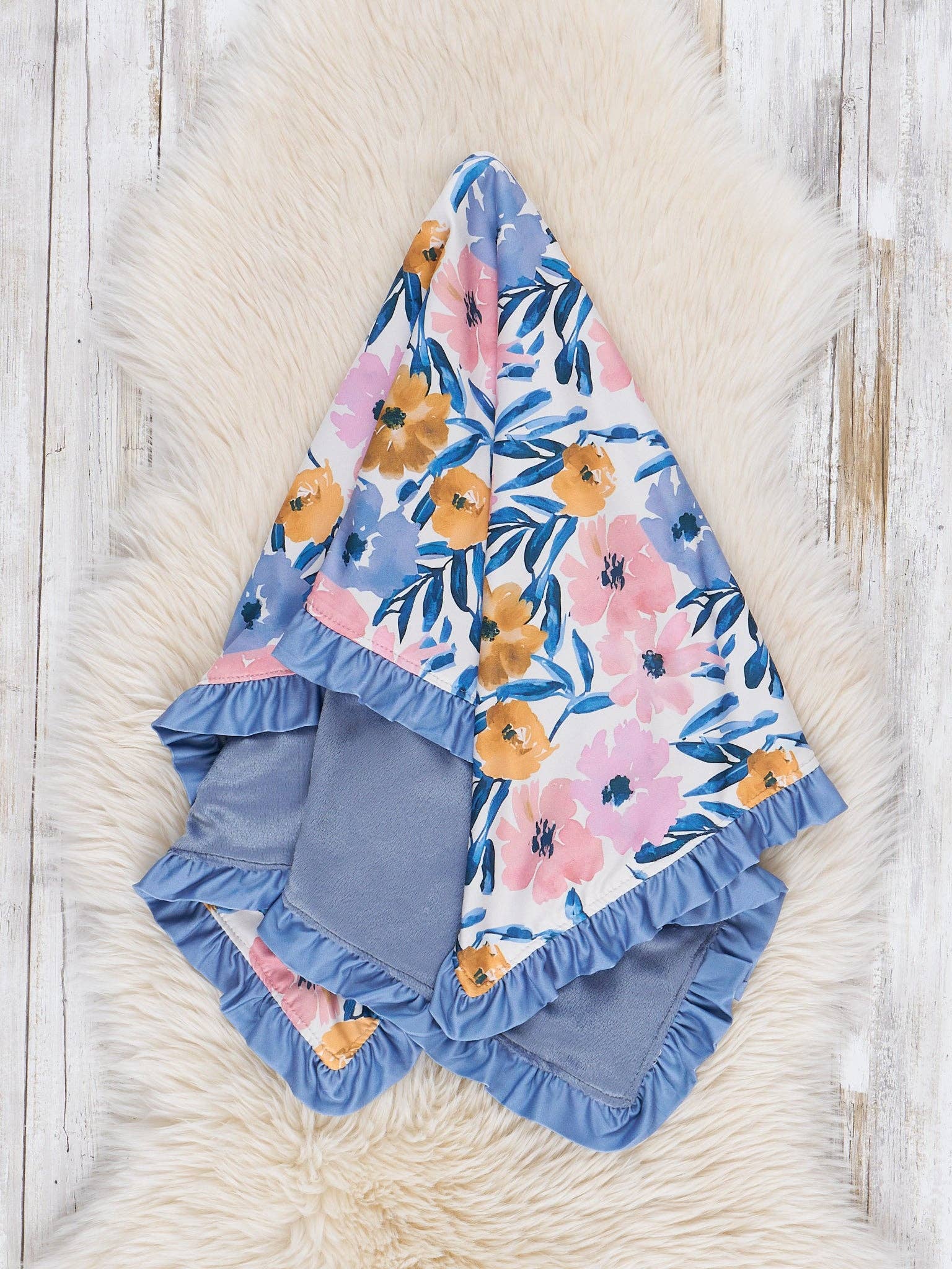 Marie Nicole Clothing - Wholesale Bedding Blanket - Kids & Baby - Magnolia Run Ruffle Minky Blanket