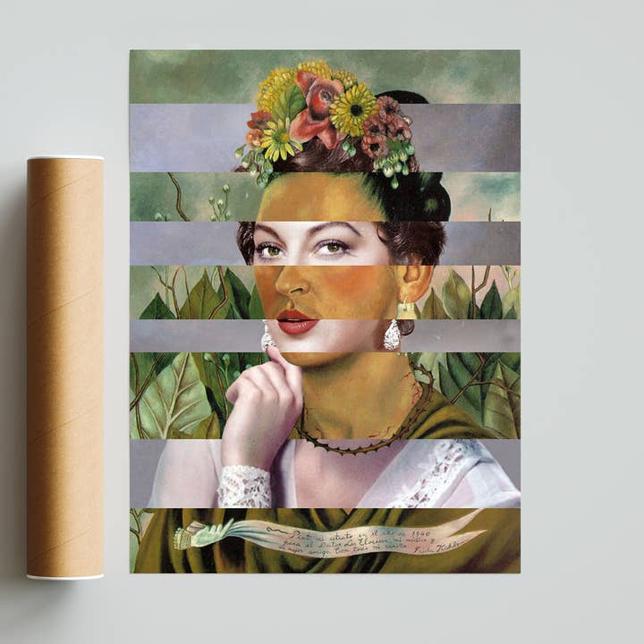 Mashup Frida Kahlos selvportræt | Ava Gardner for engroshandel hos Luigi Tarini Graphic Artist