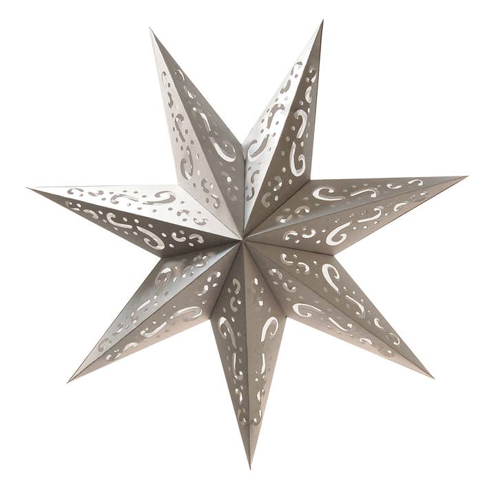 LumaBase - Wholesale Lantern - Hanging Lantern, Silver Star - Set of 3
