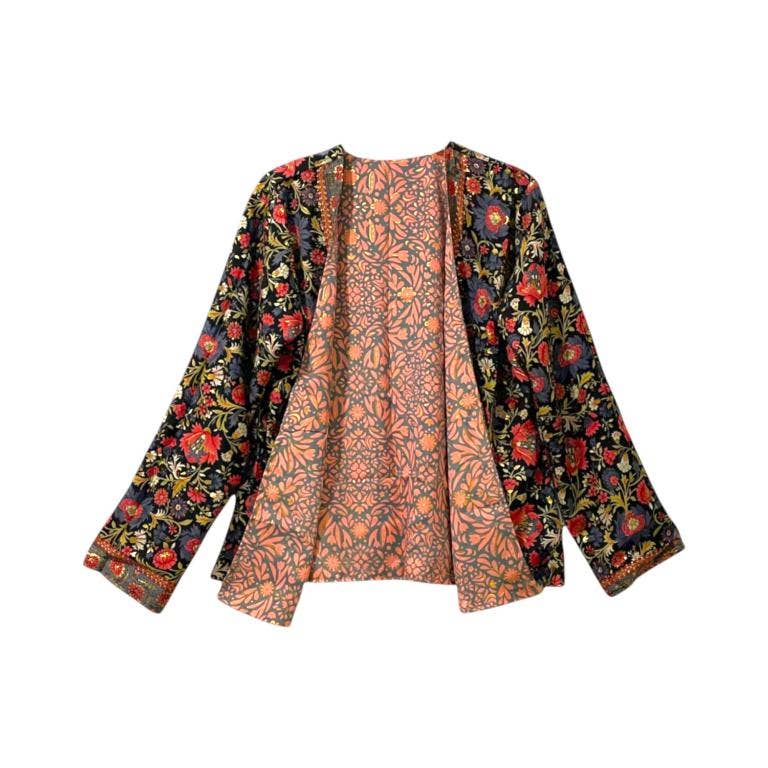 Multicolour Women's Reversible Short Silk Kimono with Exclusive Design for wholesale on Faire1