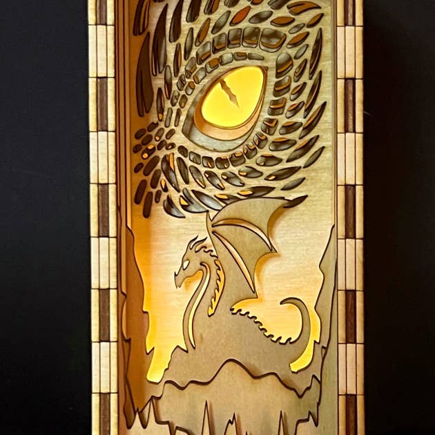Squirrel Tacos Papercuts - Wholesale Bookend - Book Nook Lighting - Dragon fairytale / fantasy art