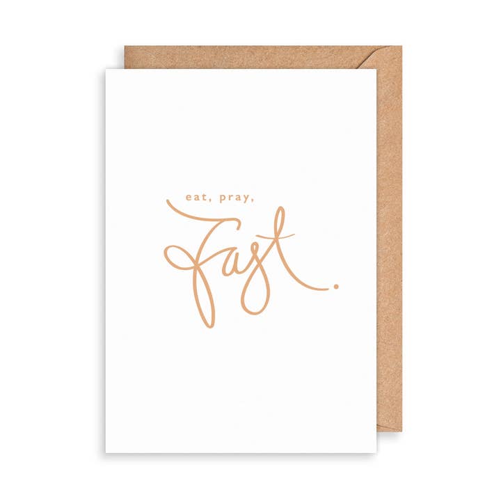Eat, Pray, Fast Ramadan Card for wholesale by The Art File