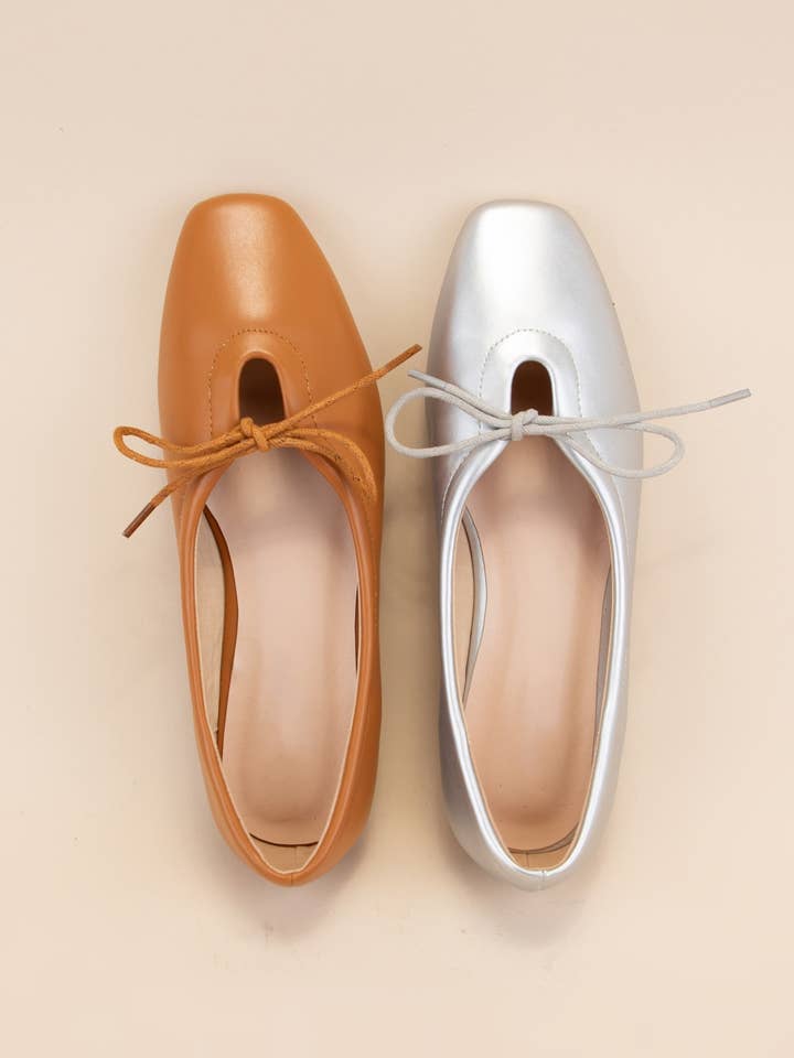 CCOCCI - Wholesale Flats - Women's - CHARLOTTE-4 SQUARE-TOE FRONT BOW BALLET FLATS