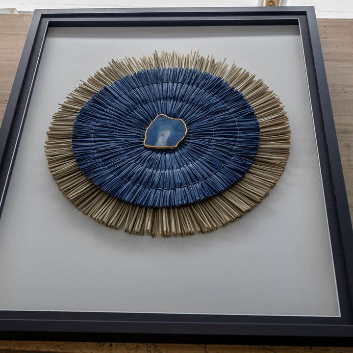 BHD HOME - Wholesale Wall Accent - Agate Grass Mat Navy & Natural on White Artwork 67 x 85cm8