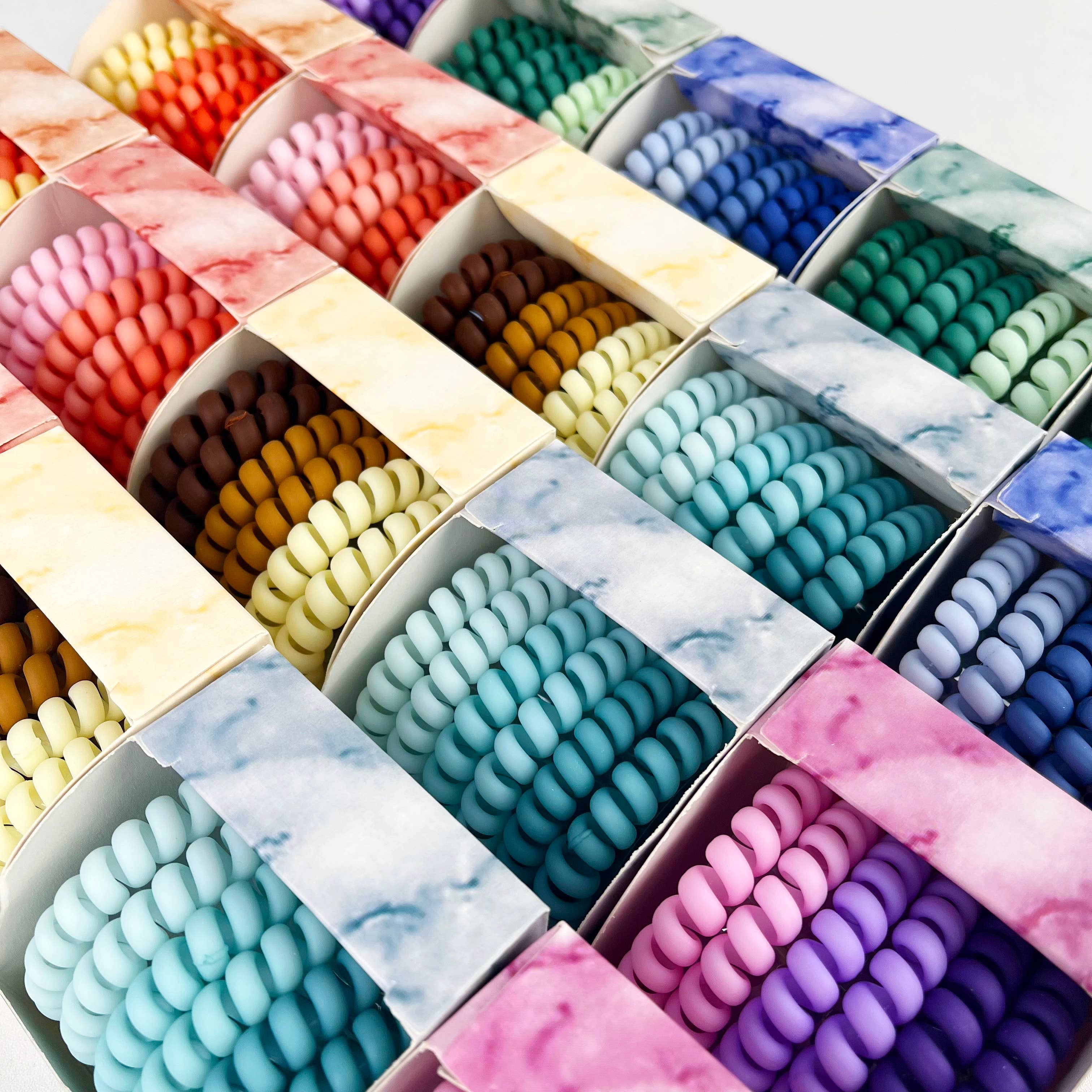 SoapElenGlen - Wholesale Hair Tie - Matte Multicolor Boxed Phone Cord Hair Tie8
