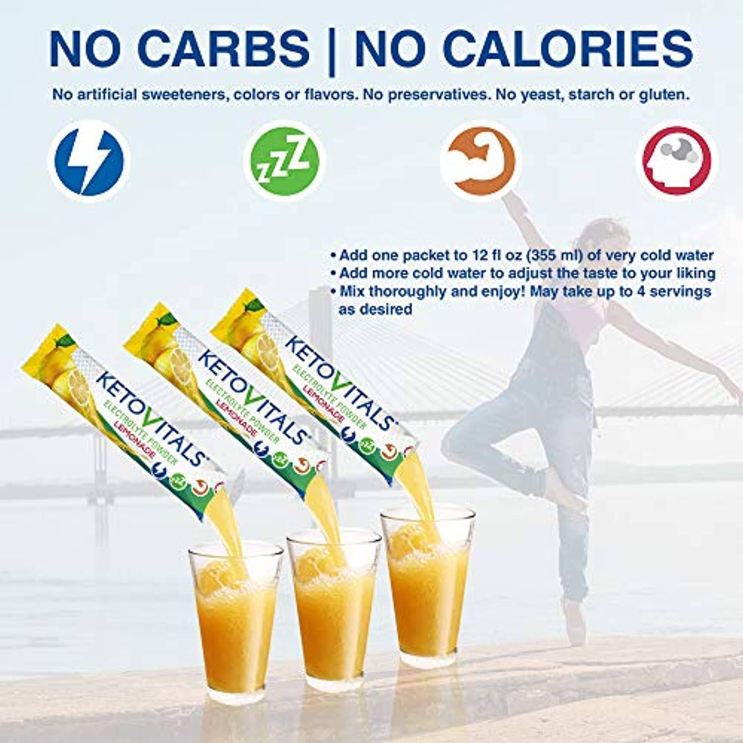 Keto Vitals – wholesale Powdered health drink – KetoVitals Original Electrolyte Powder Stick Packs - Lemonade Flavor, 15Ct.4