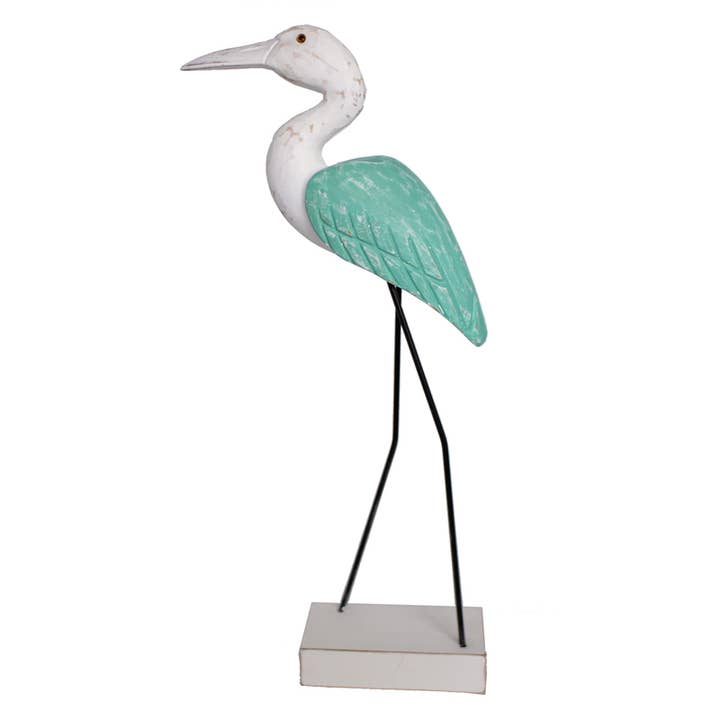15" Sea Bird Figurine with Green Wings for wholesale by CB Home Collection