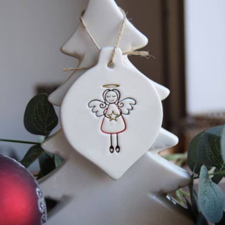 Broadlands Pottery – wholesale Ornament – Christmas - Angel - Handmade ceramic bauble