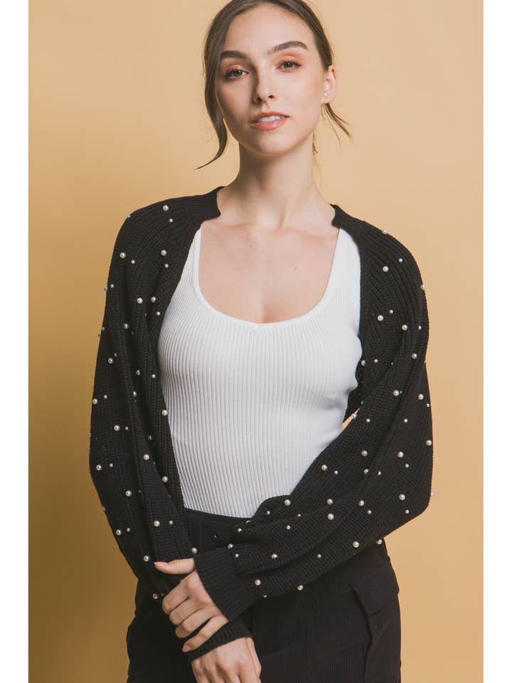 Boléro à manches longues en perles nacrées pour la vente par ITSSY