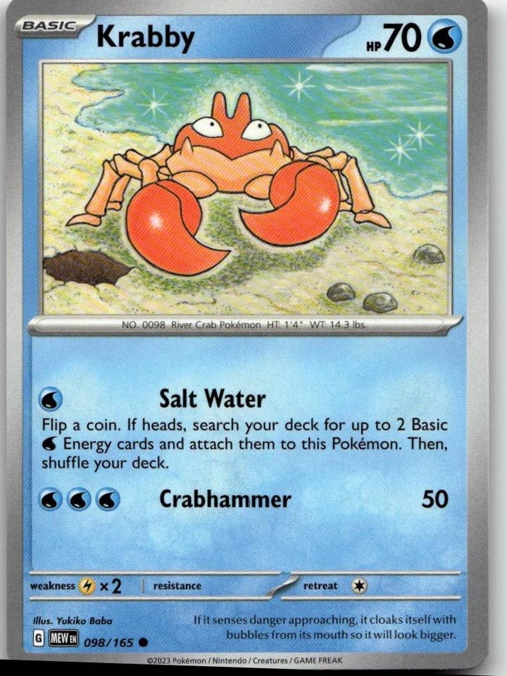 Pokémon SV: Scarlet & Violet 151 - Krabby #098/165 for wholesale by Chronic Cards