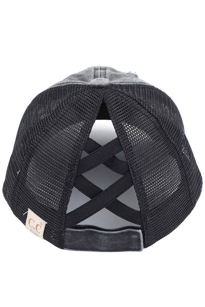 Hana - Wholesale Baseball Cap - Kids - C.C Kids Distressed Bee Happy Patch Pony Cap6