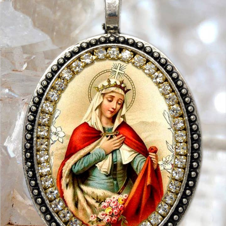 MariaSantissimaShop - Wholesale Pendant/Charm Necklace - Saint Elizabeth of Hungary Necklace Catholic Christian Religious Jewelry Medal Pendant Saint Elizabeth of Thuringia
