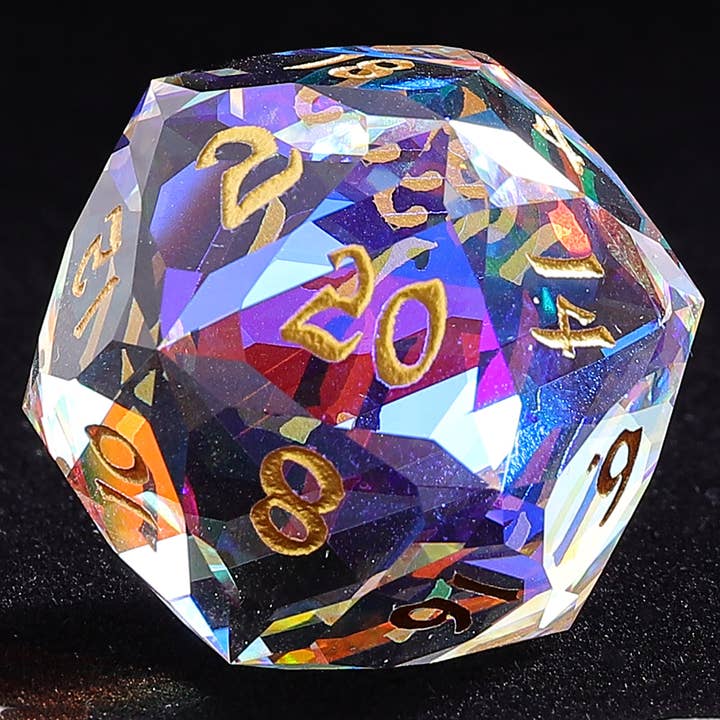 Ensemble de dés Luster Cut de Dragon's Hoard - Cristal Prismatique pour la vente par Hymgho Premium Dice