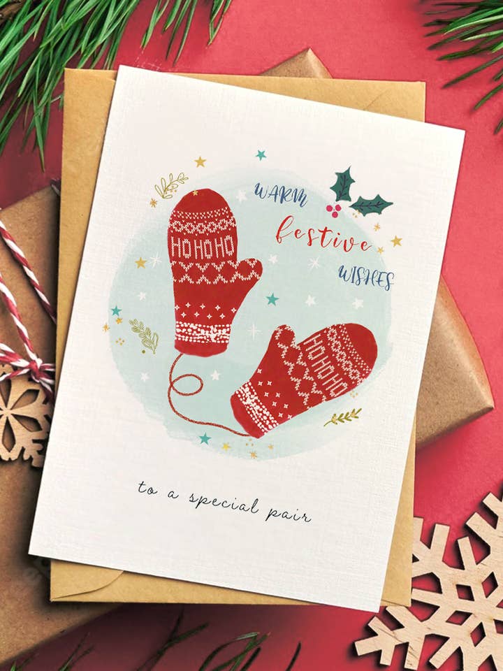 CARTE DE NOËL EN ALUMINIUM DE LUXE POUR UN COUPLE SPÉCIAL pour la vente par Emma Bryan Design