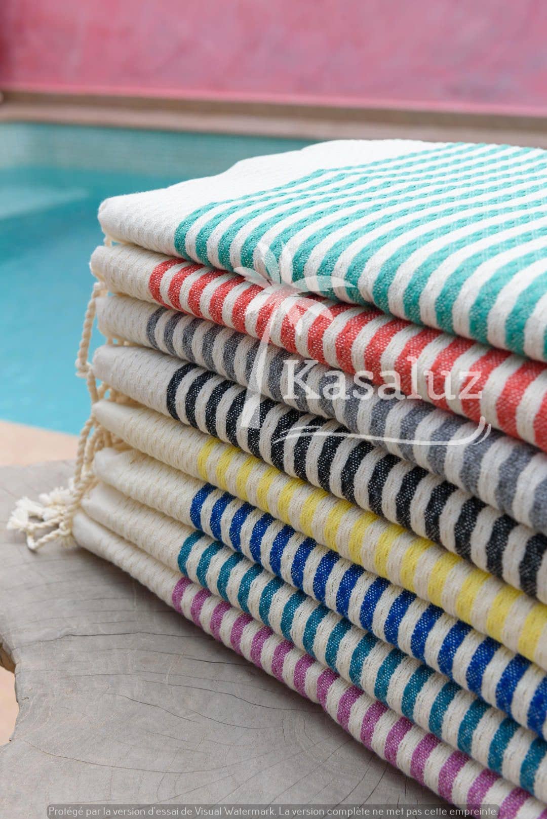 KASALUZ - Vendita all'ingrosso Telo mare - Fouta Atlántico Noir a nido d'ape 100% cotone2