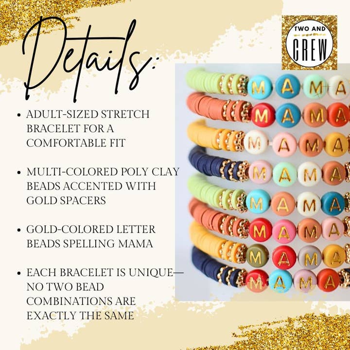 Two and Crew - Faith Based Jewelry & Gifts - Wholesale Beaded Bracelet - MAMA Bracelet – Mothers Gift, Mint, Beaded Stretch Jewelry1