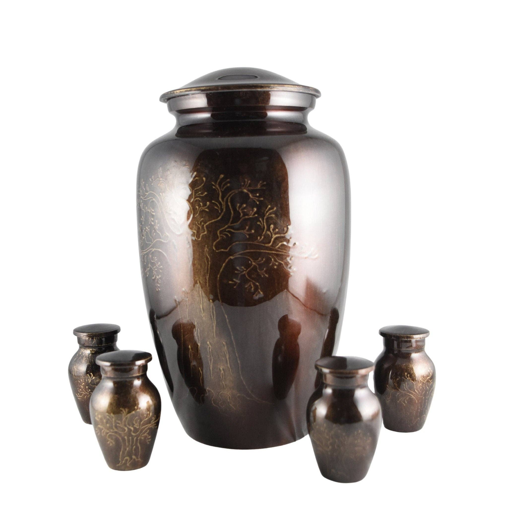 Plutus imports - Wholesale Urn - Large Hand Embossed Tree of Life Brown/Blue/Green Urn6