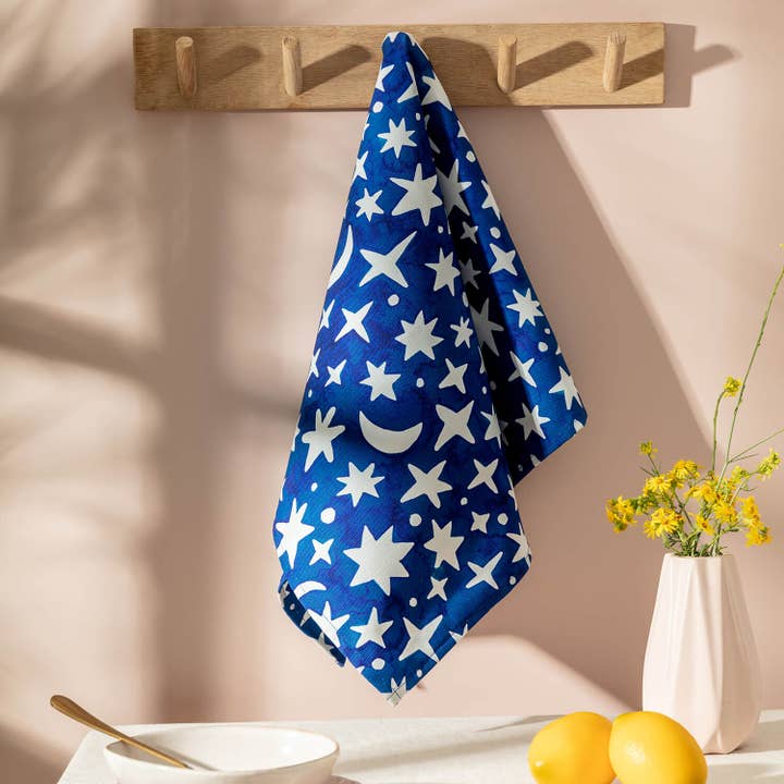 Moon and Stars Tea Towel for wholesale by The Moonlit Press