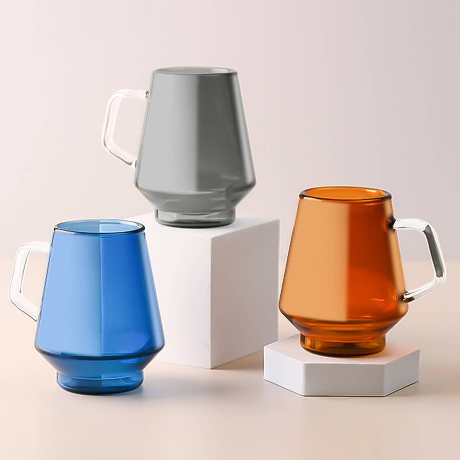 TUTU Home - Wholesale Coffee mug - ”Japanese“ – Blue Geometric Heatproof Glass Mug2