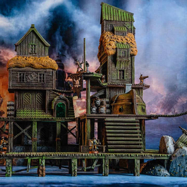 Pirate Dock - Pirates vs. Sailors Nightmare At Sea - DnD, Wargaming, Ocean, Boat, Ship, Docks, Tortuga, Black Flag, Pathfinder, Age of Sail for wholesale by The Beaver and Broadsword