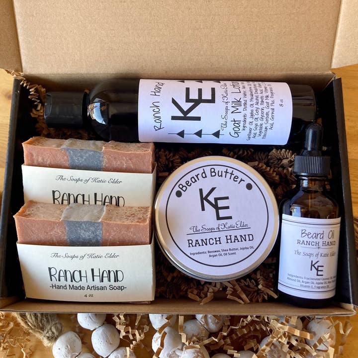 Ranch Hand, coffret cadeau pour homme, savon, lotion, huile à barbe pour la vente par The Soaps of Katie Elder