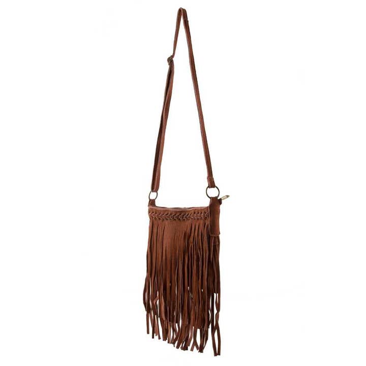 Beige Genuine Leather Fringe Crossbody Bag 2664 for wholesale on Faire1