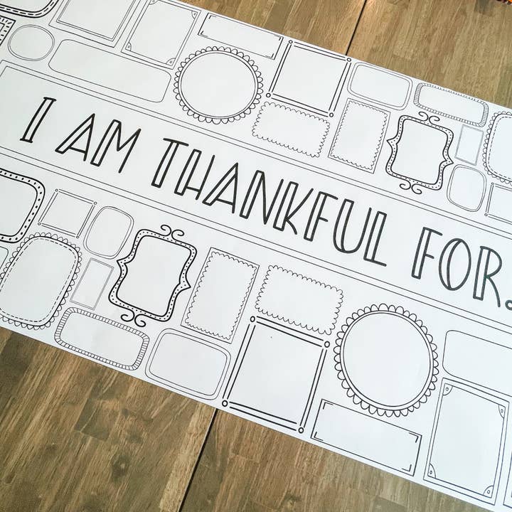 Party in a pinch - Wholesale Coloring Tablecloth - Kids & Baby - Thankful Frames Coloring Table Runner| Thanksgiving0