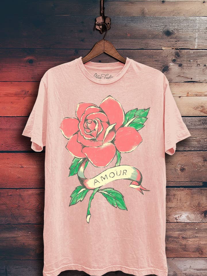Lotus Fashion Collection - Wholesale Screen Printed T-Shirt - Women's - Amour Rose Graphic Top