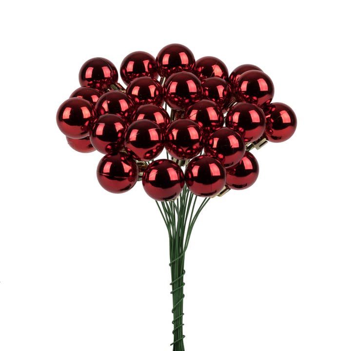 Vickerman 1" x 24pc Red Shiny Ball Pick 2/Pk for wholesale by Vickerman