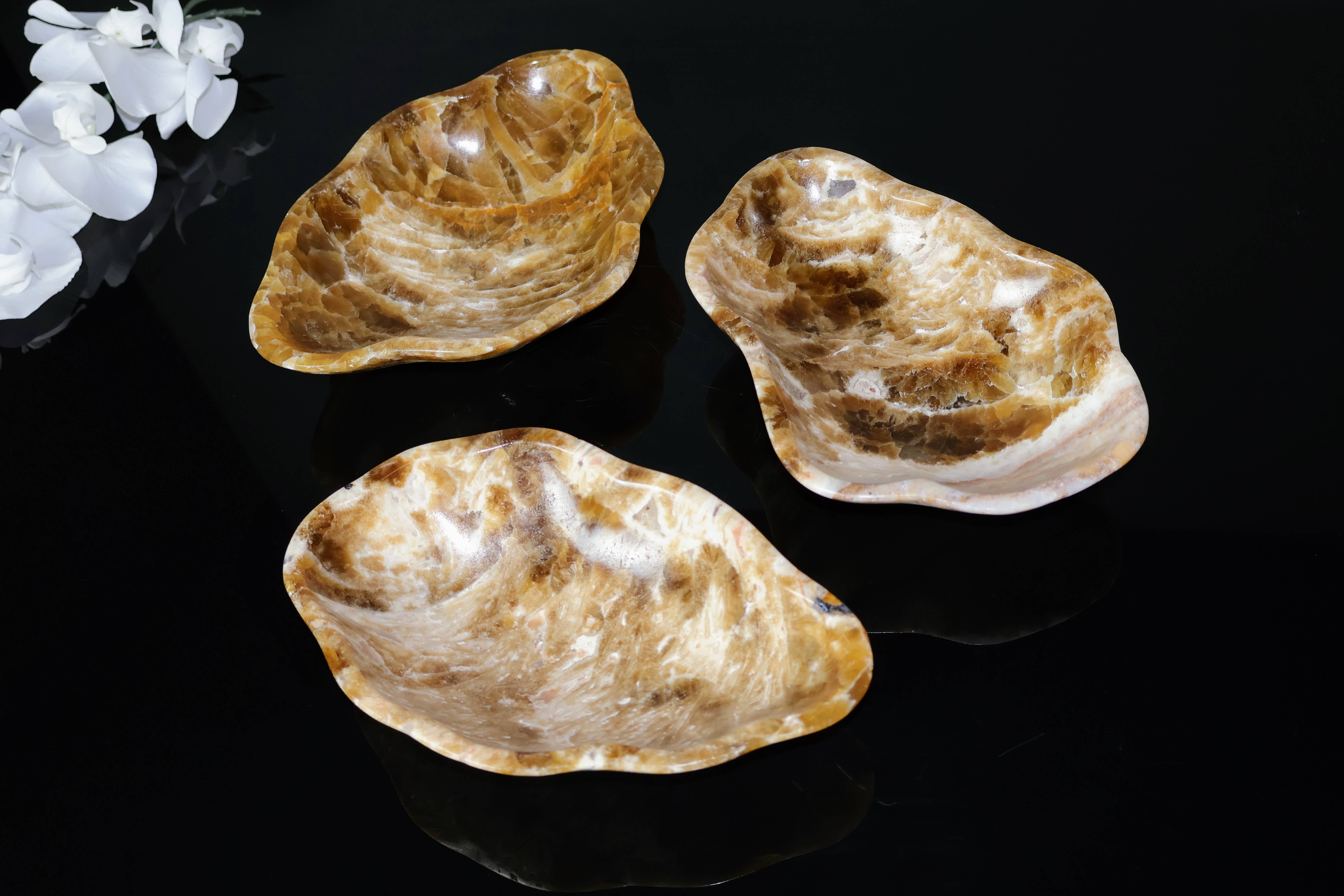 OnyxBowl - Wholesale Jewelry Dish - Chocolate Onyx Stone Trinket Trays (3 Pack) Luxury Decor1