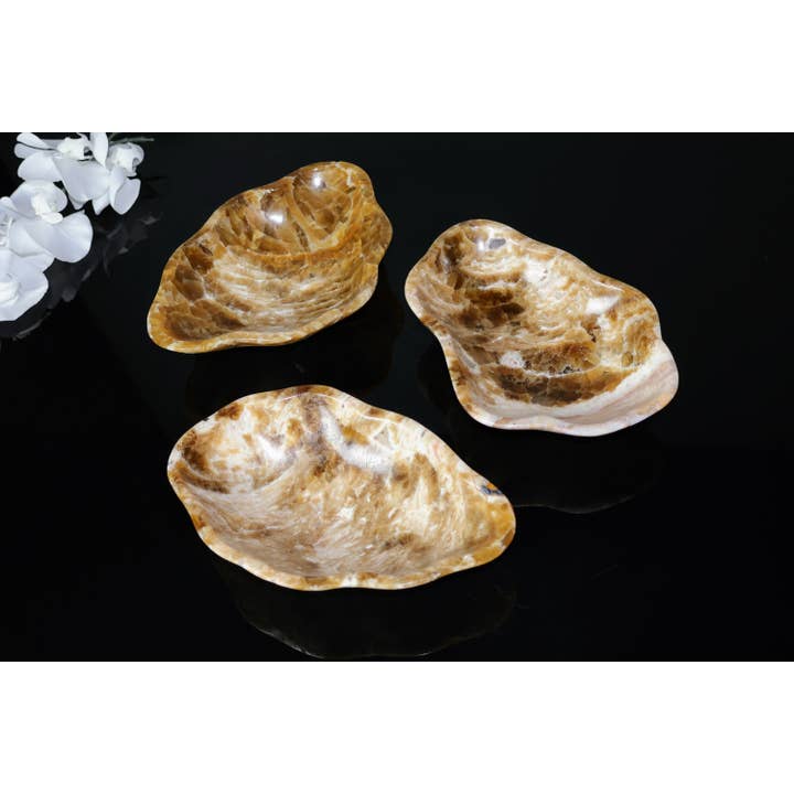 OnyxBowl - Wholesale Jewelry Dish - Chocolate Onyx Stone Trinket Trays (3 Pack) Luxury Decor1