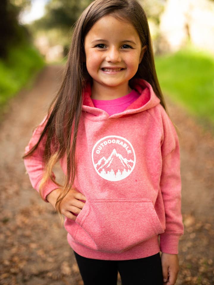 Sweat à capuche d'extérieur rose chiné pour la vente par Outdoorable Apparel