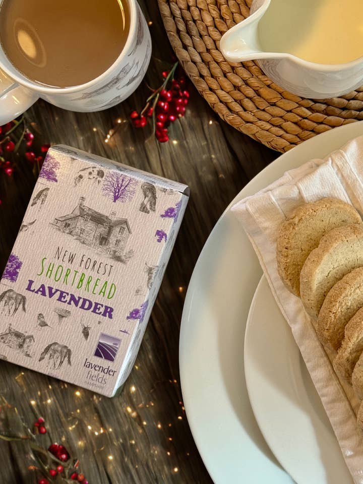 New Forest Shortbread Box of 8 Pieces - Lavender for wholesale by New Forest Shortbread