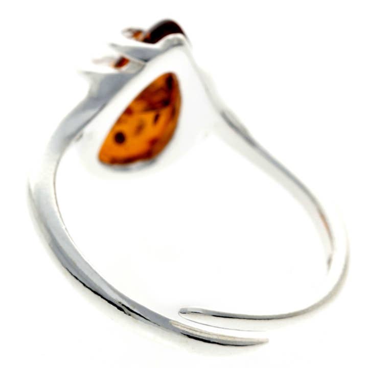 SilverAmber Jewellery - Wholesale Cocktail/Statement Ring - 925 Sterling Silver & Genuine Baltic Amber Modern Adjustable Ring - GL7262