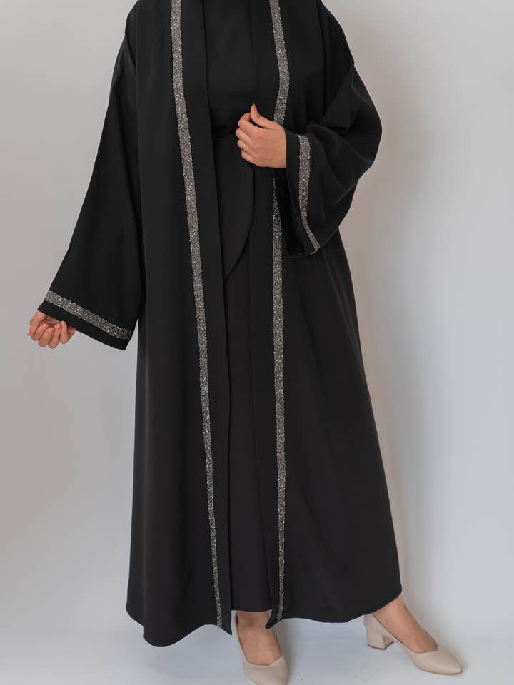 SAIS Fashion - Wholesale Kaftan - Women's - Elegant 2-Piece Glitter Abaya with Belt