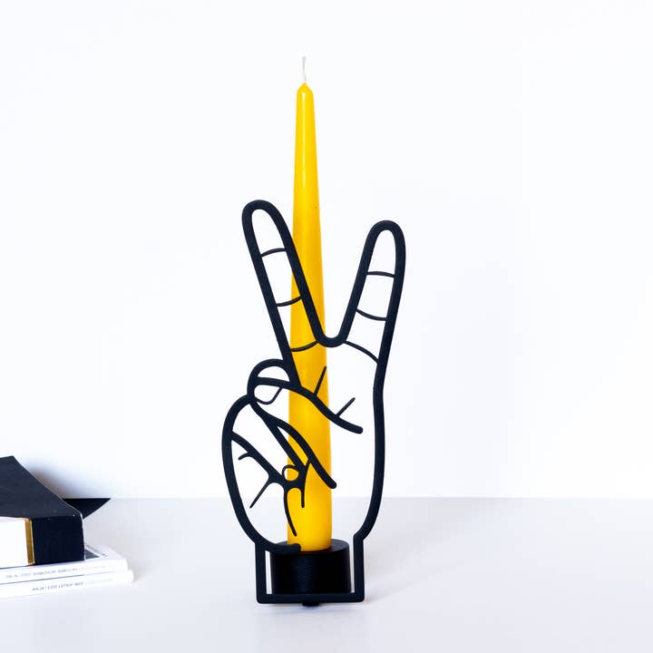 Bougeoir PAIX - Acier - Convient aux bougies effilées pour la vente par CandleHand (Free Duties for US)