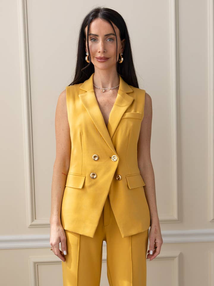 Vanessa Interlock Vest Kanarie voor wholesale door Care Tucker