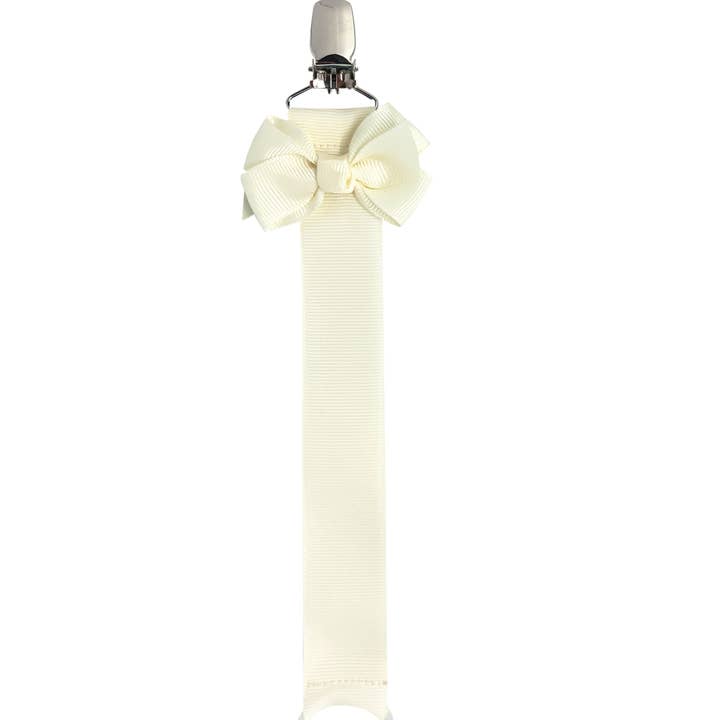 Schnullerkette in elfenbein mit Schleife für den Großhandel von La Fillette Accessories